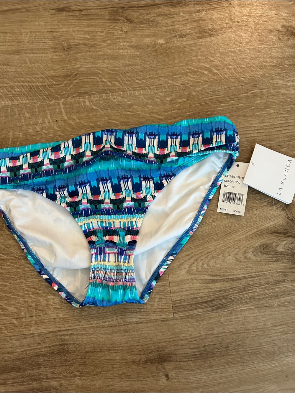 La Blanca Teal and Blue Printed Bikini Bottom
